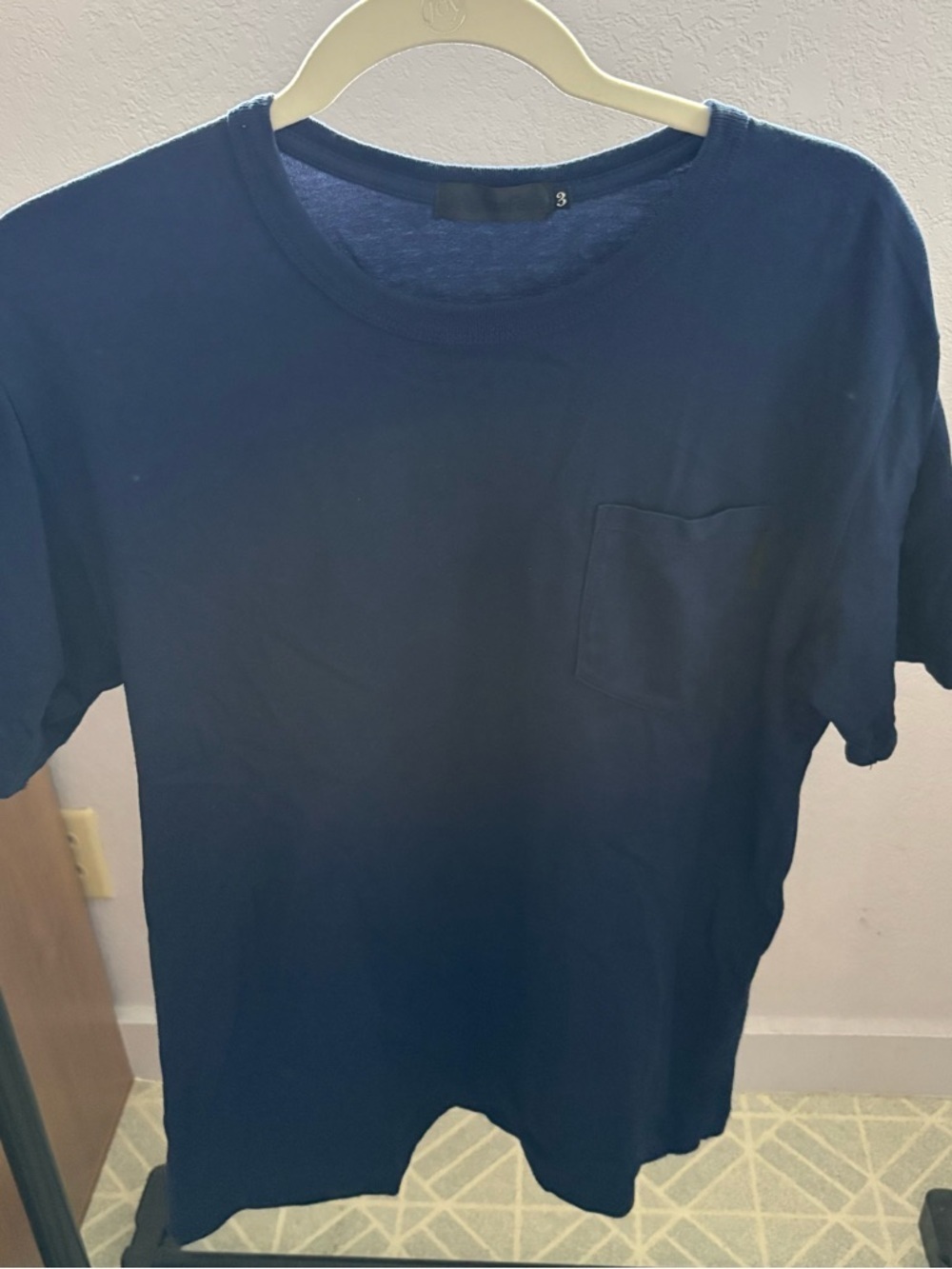 ORIGINAL FAKE sz 3 US sz M Navy Blue Pocket Tee Tshirt Medicom Toy KAWS Bendy - Picture 2 of 7